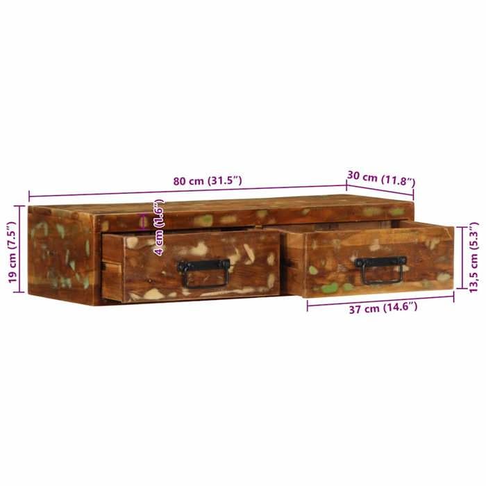 VidaXL Wall-mounted TV Cabinet 80x30x19 Cm Solid Reclaimed Wood, Media Unit, Sideboard, Entertainment Center, 4017462