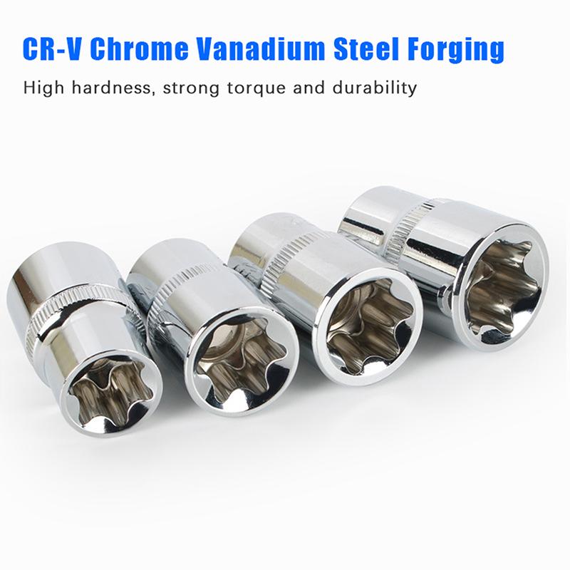 

14 шт. Гильза типа E Цветочная гильза 1/2 Большой маховик 3/8 Средний маховик 1/4 Маленький маховик Звездообразная Шестигранная шлицевая гильза One Size