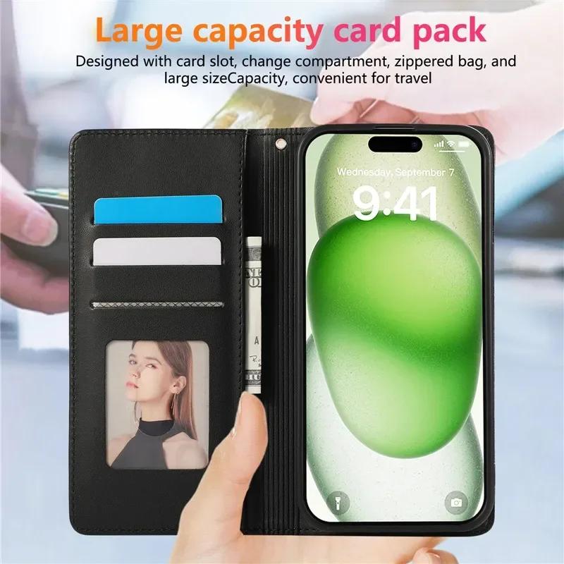 Per Samsung Galaxy S25 Edge S24 Plus S23 FE S22 Ultra S21 S20 S10 Note 20 Portafoglio Magnetico in Pelle Custodia Portacarte per Telefono Custodia a Flip Borsa