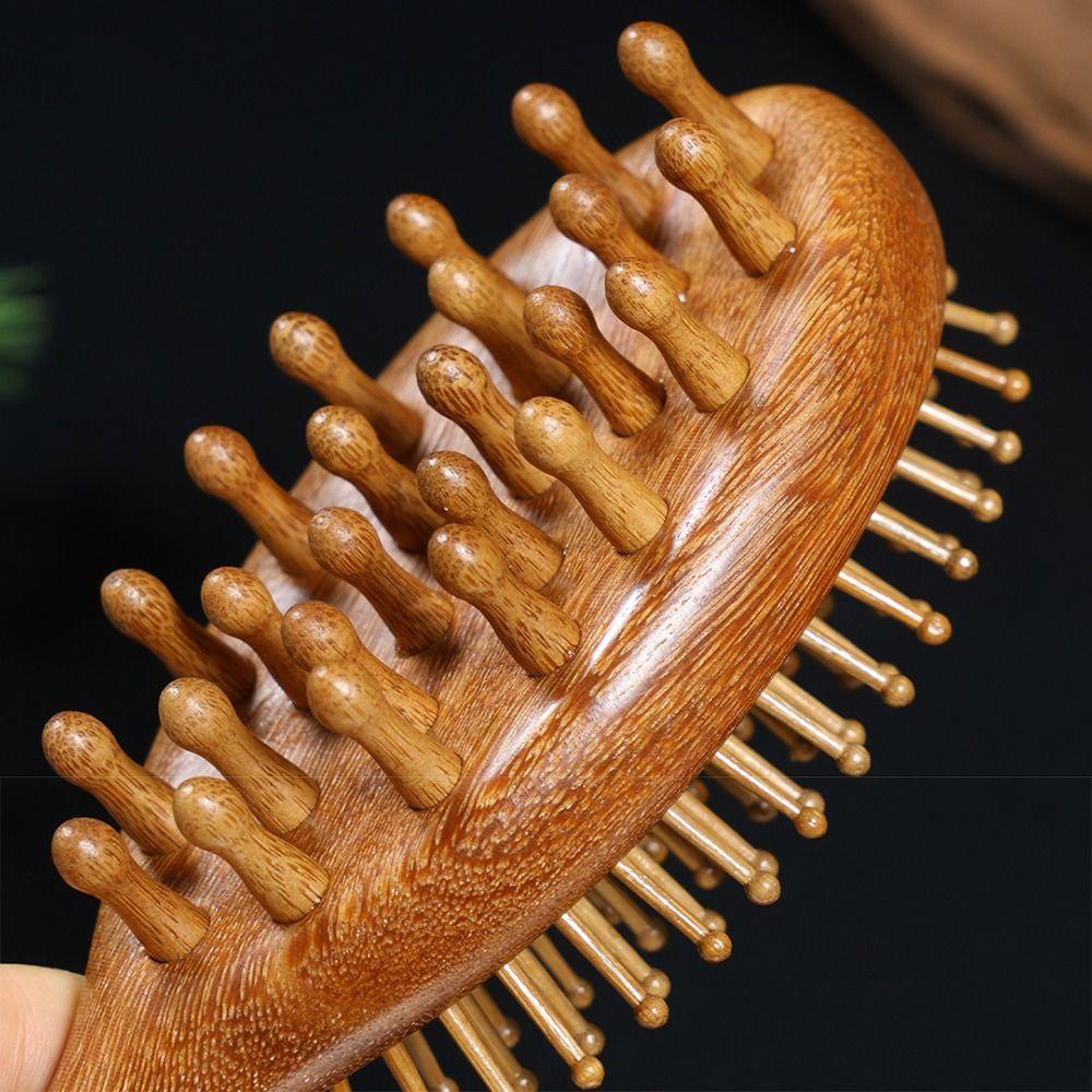 Anti-Static Air Cushion Hairbrush Double-Sided Wooden Meridian Hair Comb  Hairdressing