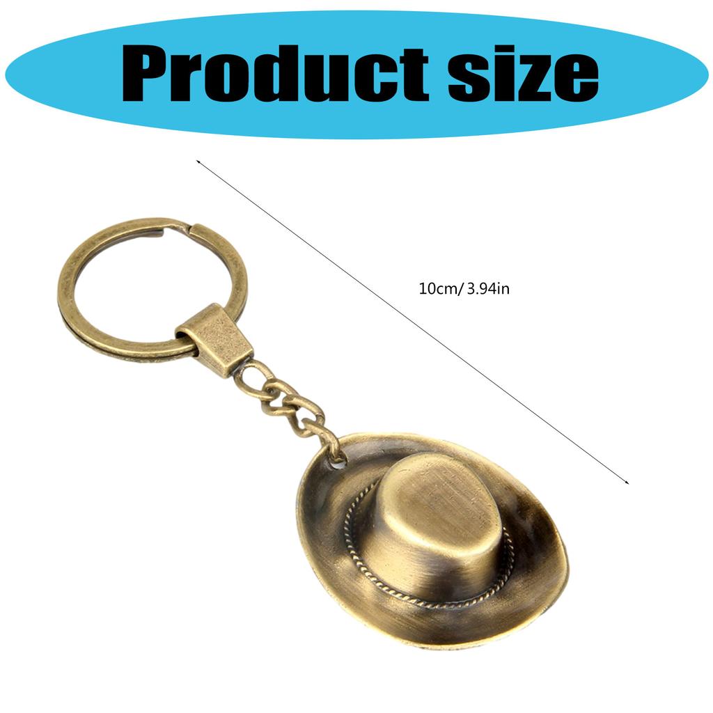 Antique Cowboy Hat Shaped Key Ring Holder Stylish Copper Alloy Pendant Keychain Ornament For Outdoor Enthusiasts
