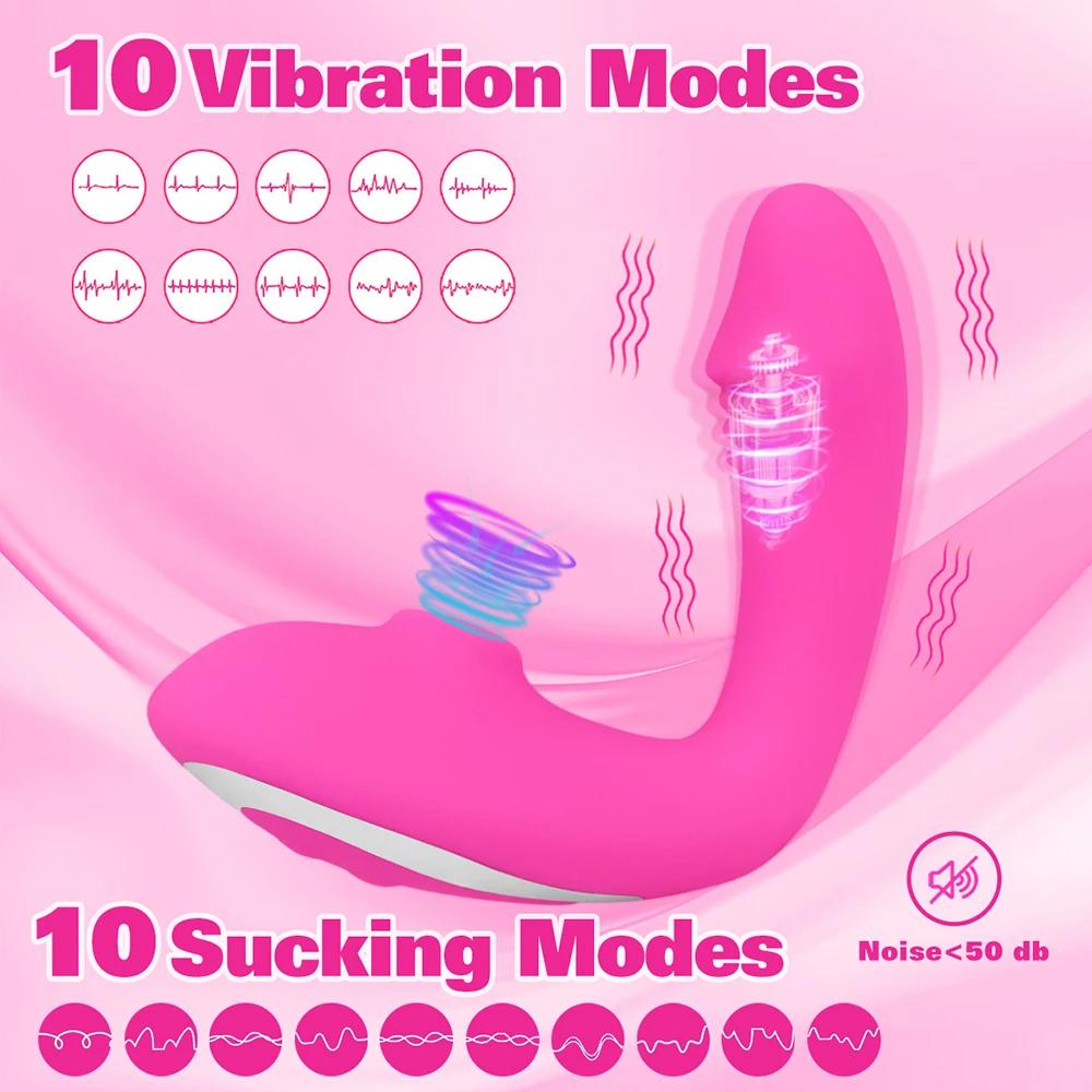 2 In 1 Sucking Dildo Vibrator 10 Speed Vibrating Sucker Oral Sex Suction Nipple Clitoris Stimulator Erotic Sex Toy for Women 18+
