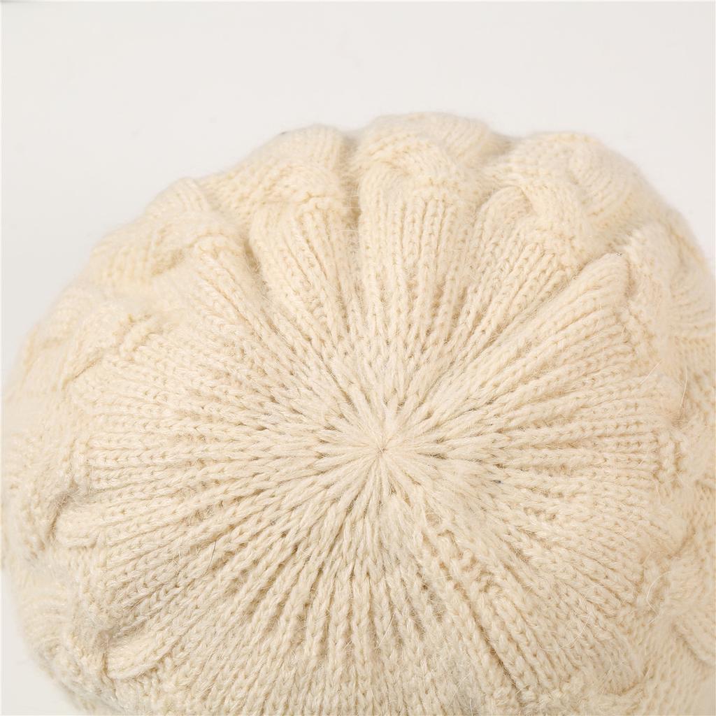 Autumn and Winter Fleece-Lined Thickened Warm Knitted Hat Women's Berets