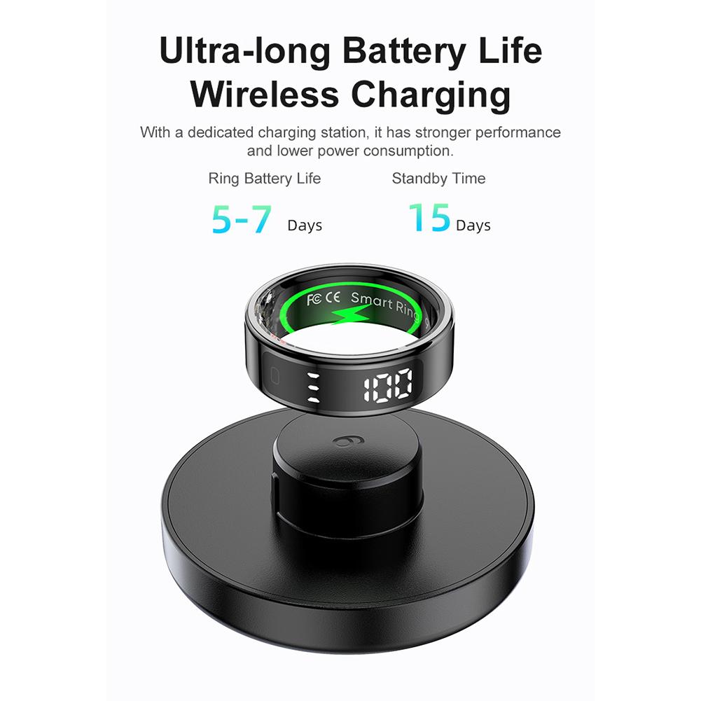 R11 Smart Ring Wireless Charging Heart Rate Blood Oxygen Monitor Ring Multi-sport Mode Blood Oxygen Monitor Ring for Men Women