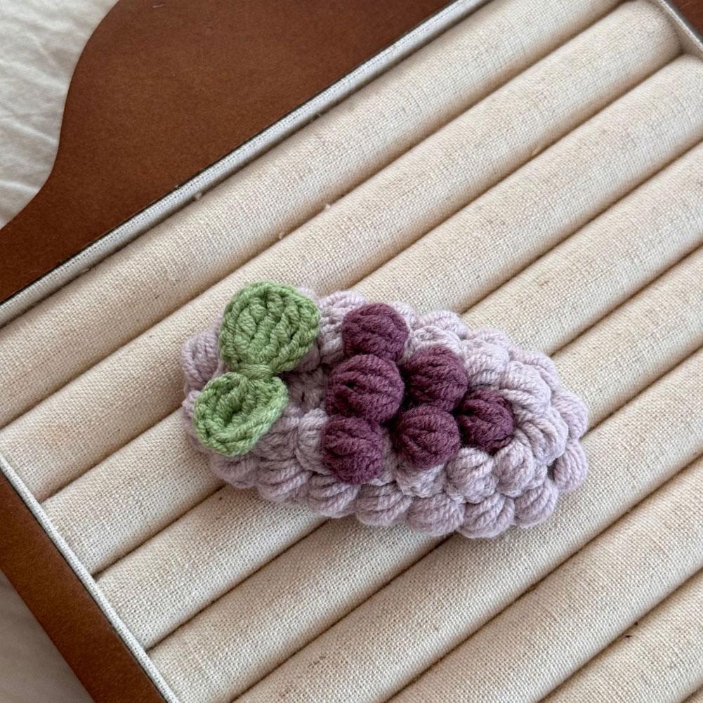 Cartoon Fruit Sweet And Cute Hairpin Handmade Wool Crocheted Autumn Winter Bangs Clip BB Clip Trendy Hair Accessories