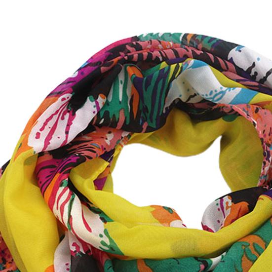 Perlen-Anhänger, Blumendruck, Halskette, Schal, einfacher Ethno-Stil, Vintage-Chiffon-Schal für Zuhause