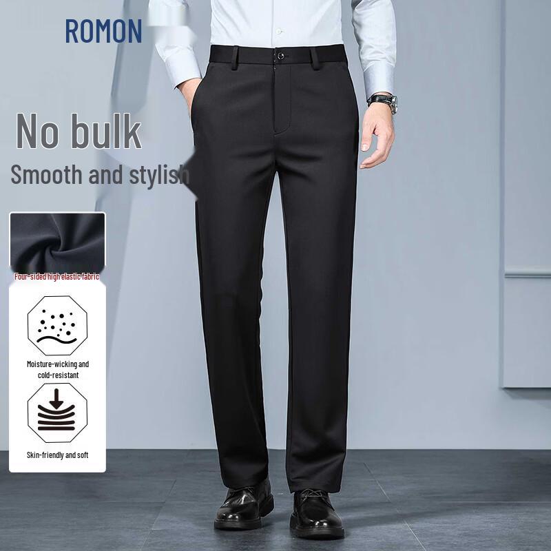 ROMON Men s Four Seasons Wrinkle-Free Stretch Dress Pants 32