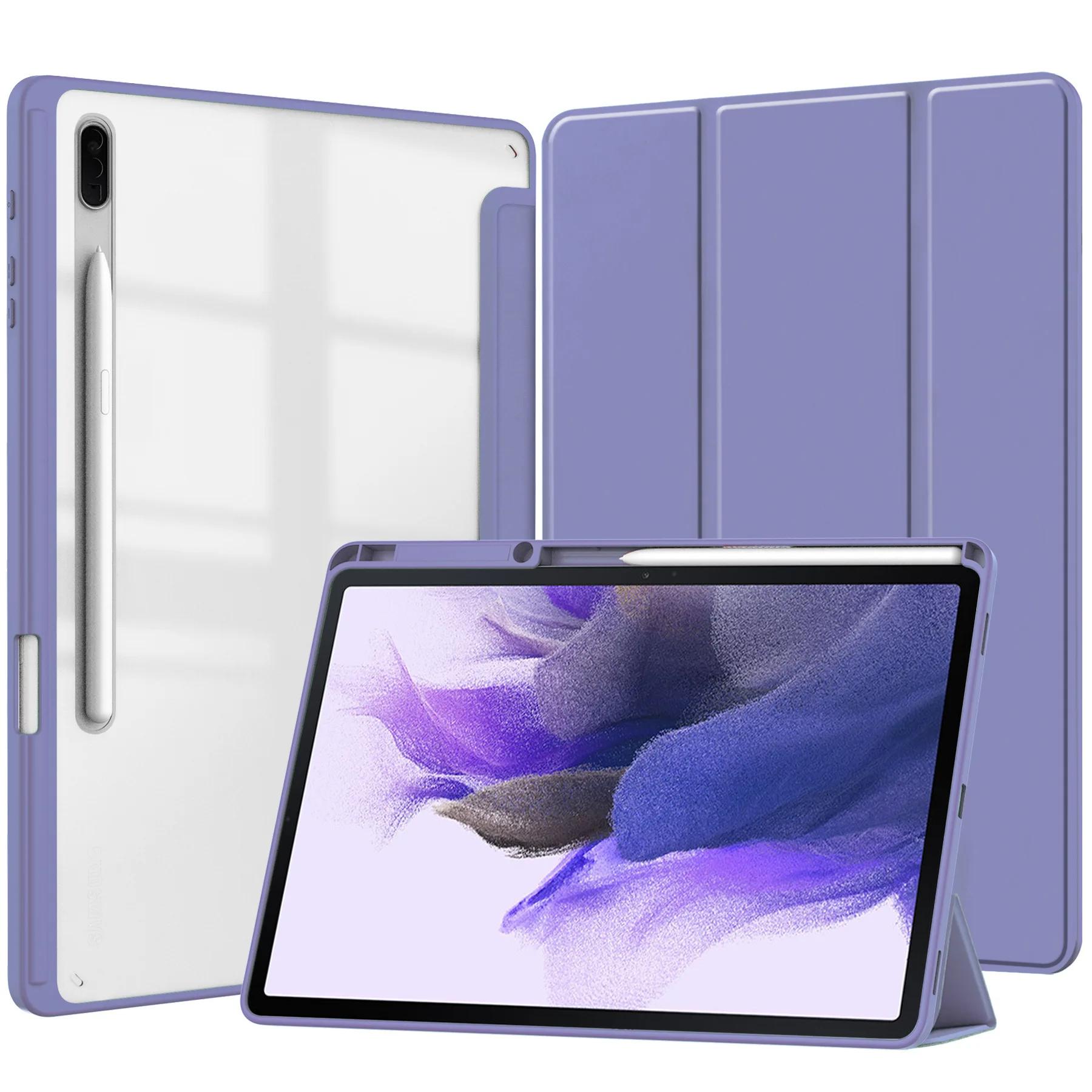 Étui pour Tablette en Acrylique pour Samsung Galaxy S10 S9 Ultra 14.6  S8 S7 Plus 12.4  S6 Lite A9 Plus A8 10.5 Pouces avec Support pour Stylet Tab S8 S7 Plus 12.4 violet