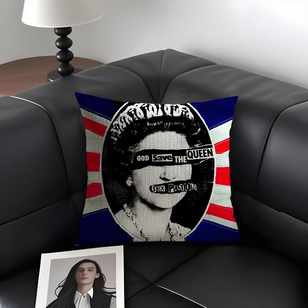 Sex P-Pistols Rock Cushion Cover Natural Linen Organic Fabric Double-Sided Printing Sofa Home Decor Gift Pillow Case