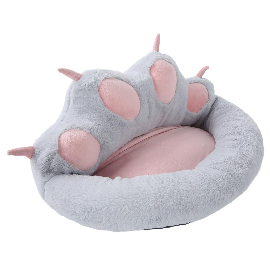 Cat Dog Kennel Cat Paw Print Shaped Machine Washable Removable Washable Sofa Pet KennelGrey