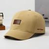 Short Brim Dad Hat Cotton Streetwear Cap Minimal Leather Patch Baseball Cap  For Women Men