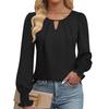 Women's Long Sleeved Shirt Fashionable Casual Lock Hole Pleated Fashion Shirt for Women Blouses