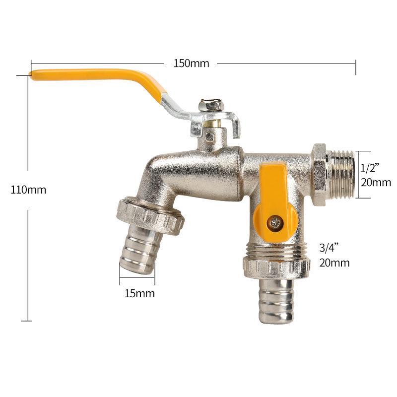 Black-Plated Zinc Alloy Double Outlet Garden Faucet