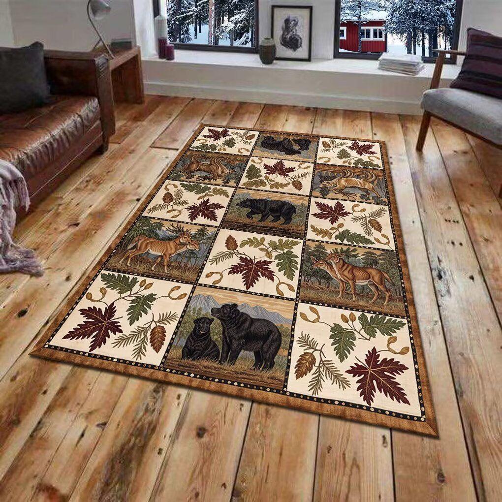 Retro Ethnic American Style Carpet for Living Room, Balcony & Bedroom