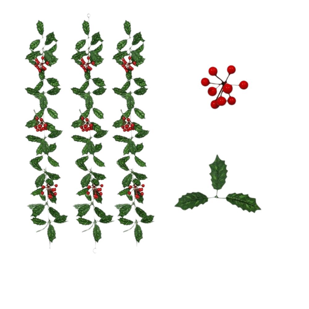 Ultra Long Artificial Holly Garland Vibrant Green Leaves Fake Ivy Garland Halloween
