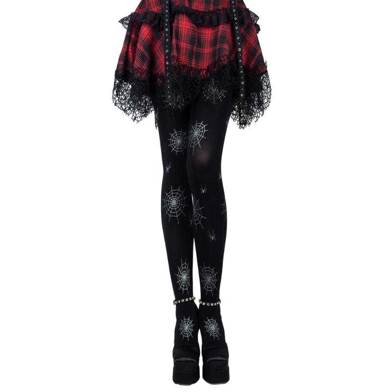 

Patterned Pantyhose Halloween Spiders Web Print Thigh High Stockings Women Tights Spring Fall Gothic Tights Pantyhose 1 чорний