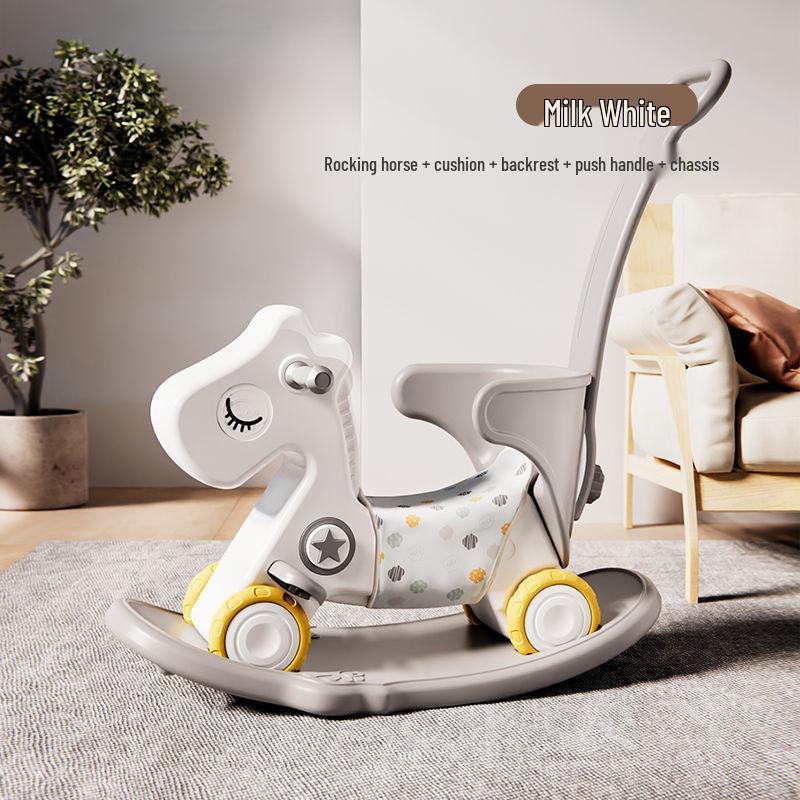 Happy Tree Dual-Use Wooden Rocking Horse & Slider for Infants & Toddlers with Free Shipping