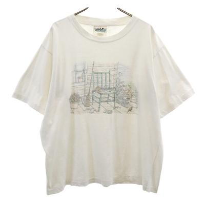 NORDISCH 90er Altes Kurzarm-T-Shirt M Weiß Einzelnaht Herren Gebraucht