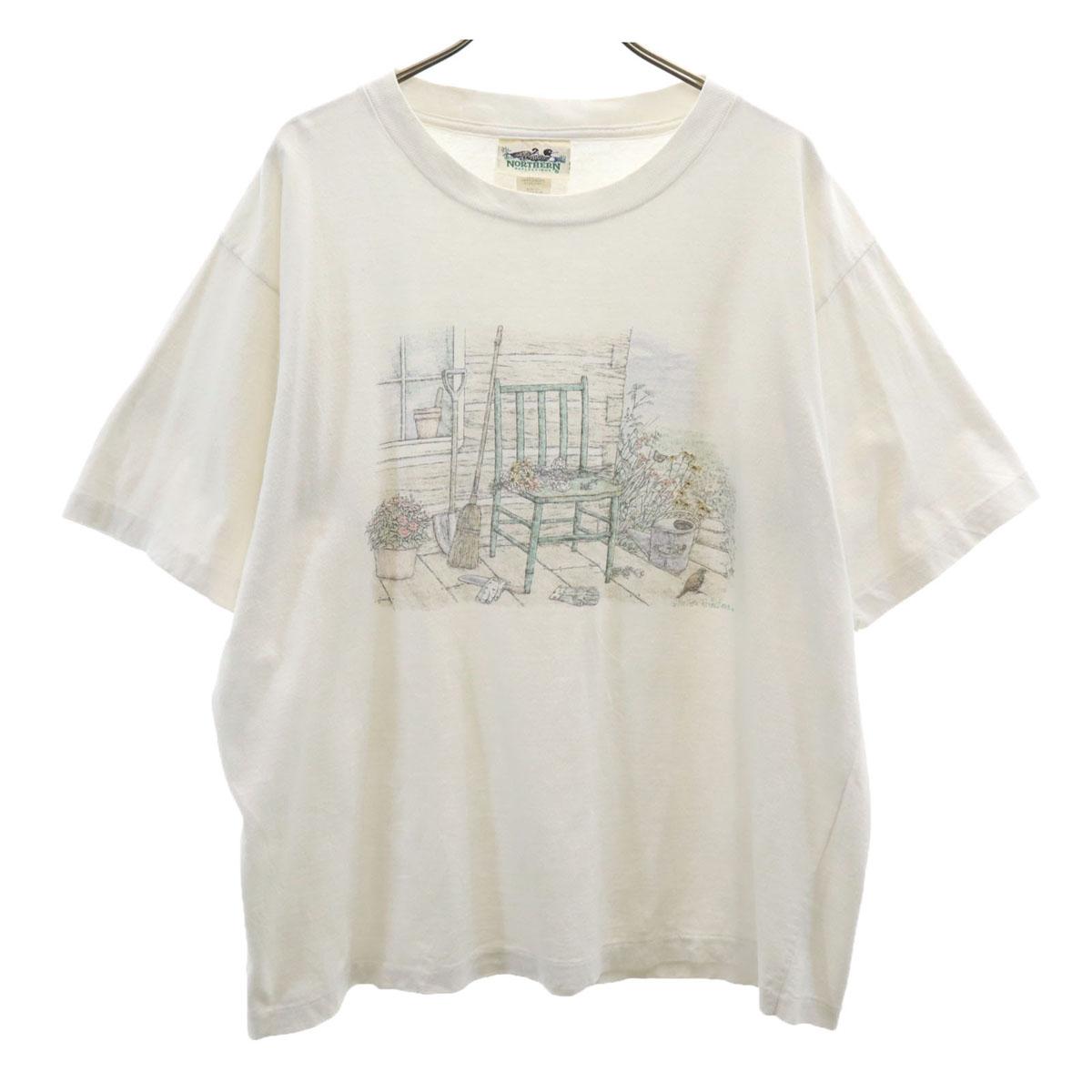 

СЕВЕРНЫЙ 90-е Старая футболка с коротким рукавом M Белая Одинарный шов Мужская Б/у