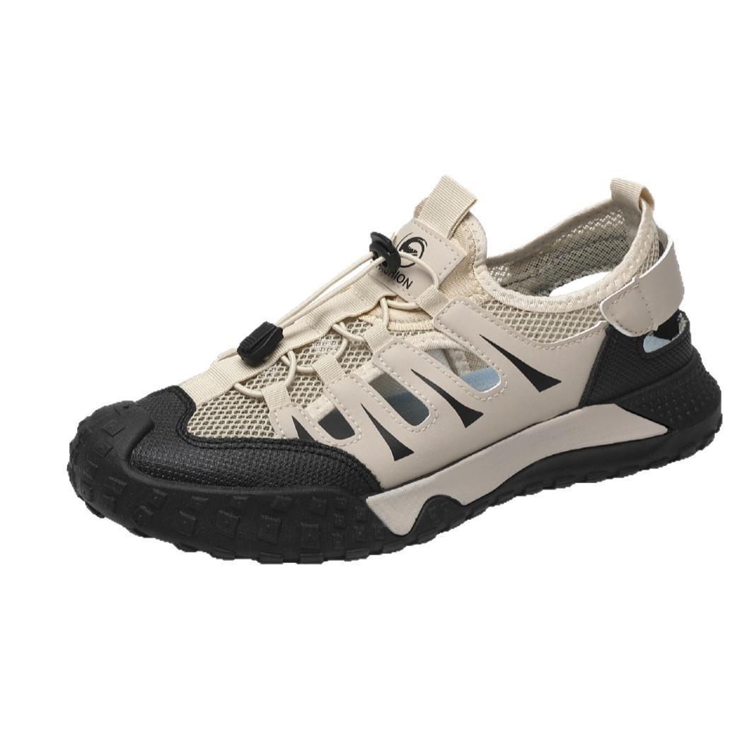 

Hole shoes outdoor fashion breathable casual shoes youth soft sole comfortable shoes 44 бежевий