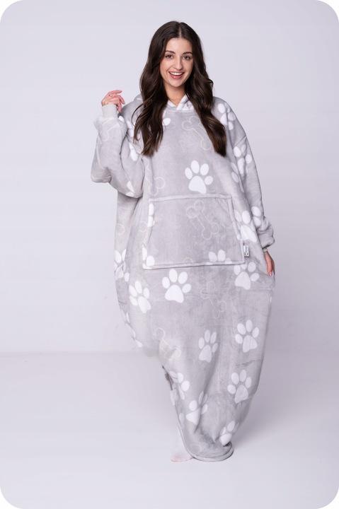 Blanket Sweatshirt Oversize Warm Thick Blanket Sweatshirt 2in1 Paws Furry [Kb-Xl12]
