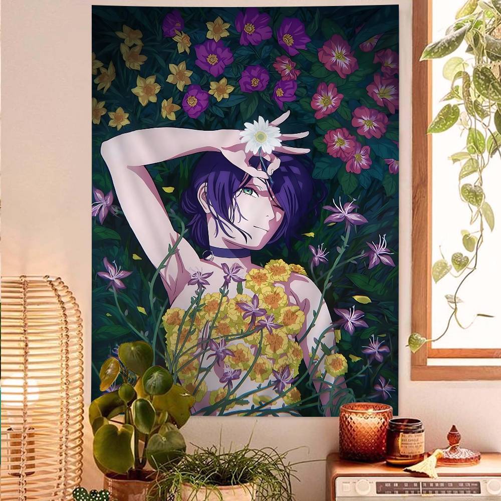 Anime CChainsaw Man RReze Printed Large Wall Tapestry Indian Buddha Wall Decoration Witchcraft Bohemian Hippie Decor Blanket