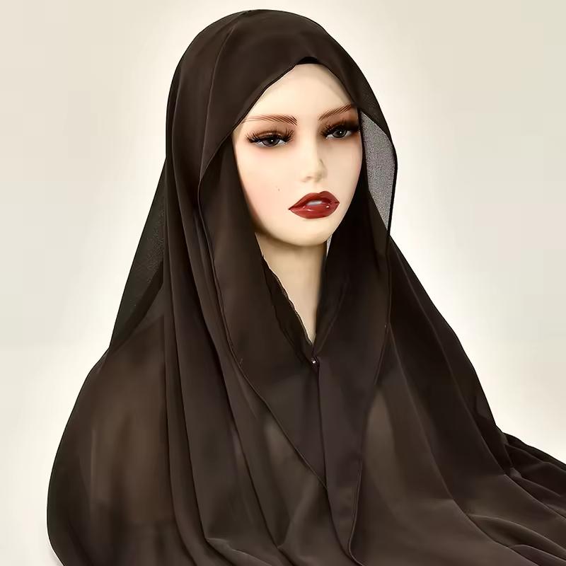 Newest Instant Chiffon Hijab With Magnetic Buckle Solid Color Woman Muslim Hijab Scarf Islamic Turban Fashion Headband Shawl
