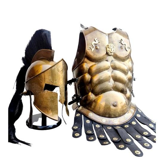 Roman Spartan Armor ,arm Guards and Thigh Guards a Set of Muscles with Shield, Helmet,