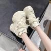 Fashion Women Walking Sneakers Autumn Lace-up High Platform Chunky Shoes Breathable Leather Shoes 10.5CM Winter Wedge Heels Casual Shoes