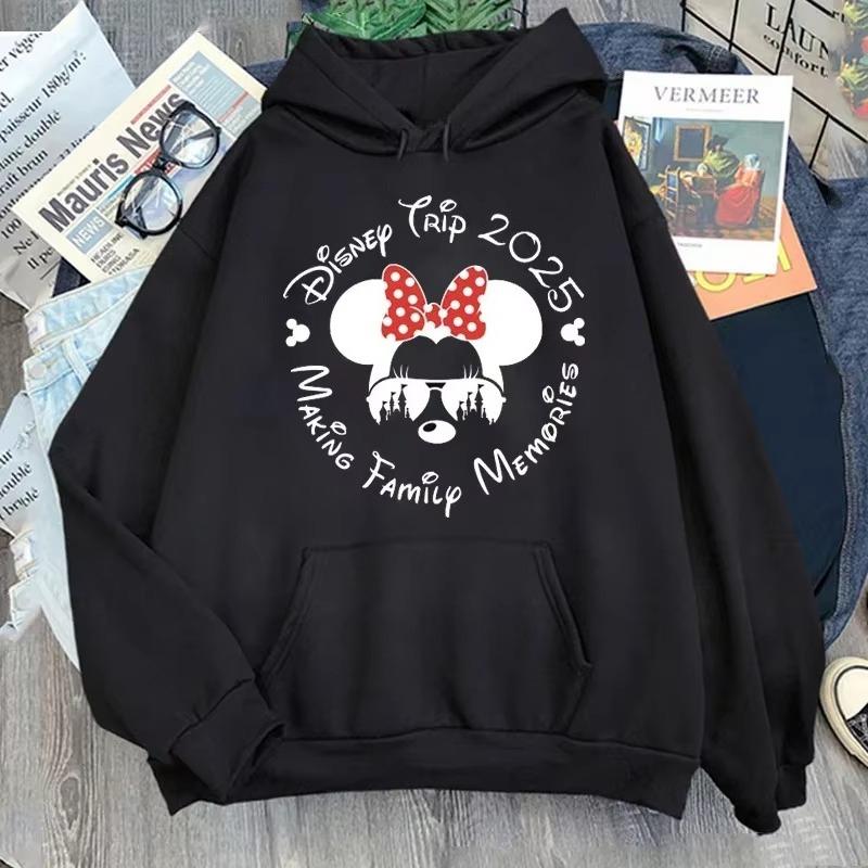 Disney 2025 Trip Printed Hoodies Fashion Female Casual Clothing Long Sleeve White Pullover Kawaii Cartoon Graphic Sweatshirt