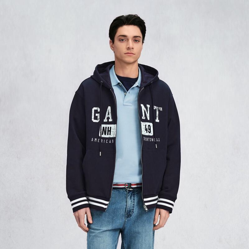 GANT Men's American College Style Hooded Cardigan Sweatshirt