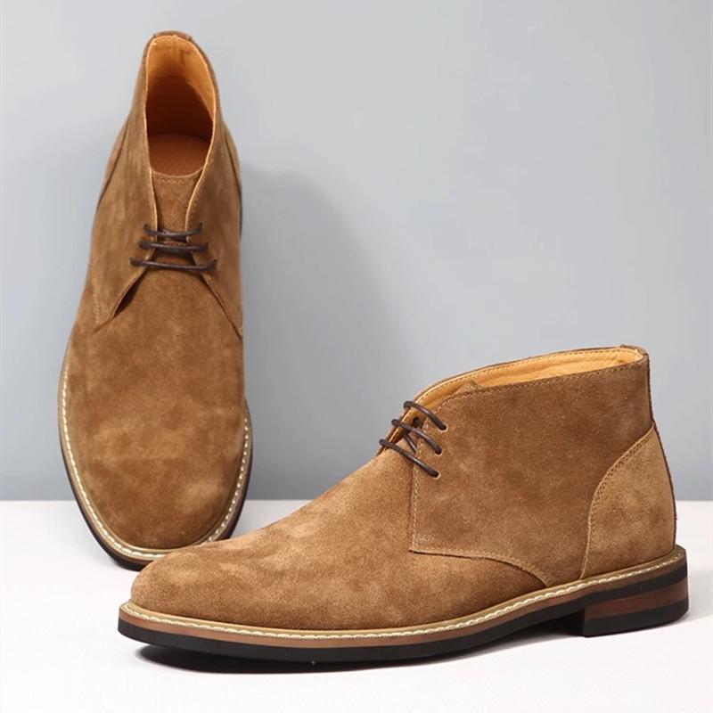 Mode Handgefertigt Echtes Leder Stiefeletten Kuhveloursleder Design Schuhe Herren Lässig Herbststiefel für Herren Wanderschuhe