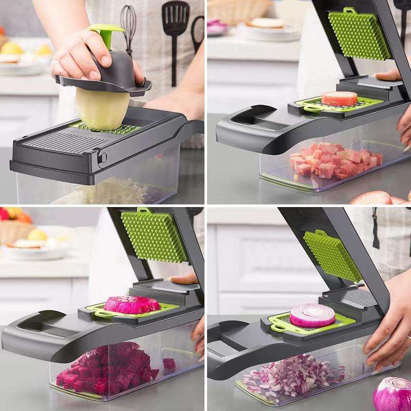 16 in 1 Vegetable Chopper with Handle Kitchen Mandoline Slicer Food Grater Cutter set for Fast Meal Prep and Egg Cutting