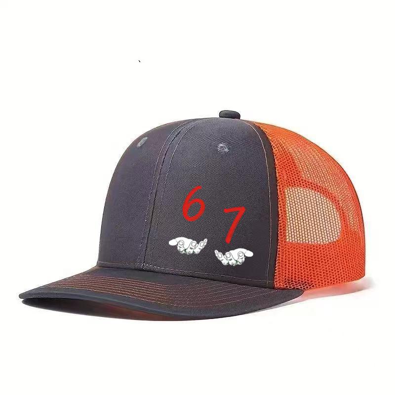 

1PC Hardcore 67 Digital Mesh Hat! Y2K Dark Style + Adjustable Head Circumference, Must-Have for Trendsetting Outfits оранжевый