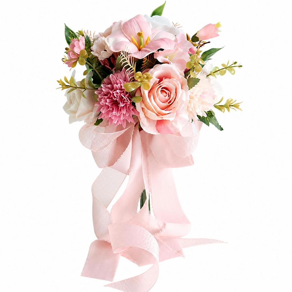 Artificial Silk Flower Bridal Arm Bouquet Lightweight Wedding