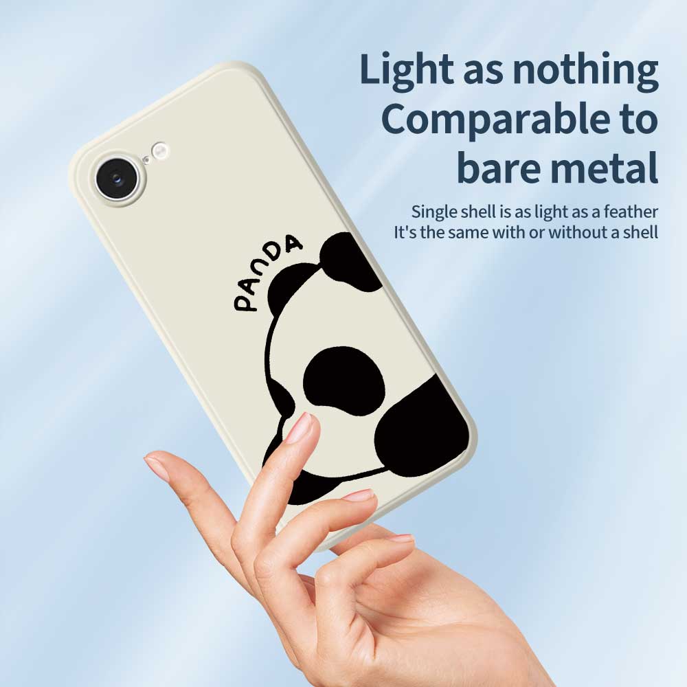 For iPhone 16e Case Cute Panda Pattern Printing Straight Edge TPU Phone Back Cover