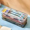 1pcs Pen Box Double Layers Clear Visible Multifunction Boys Girls Students Pencil Stationery Organizer Case Accessories