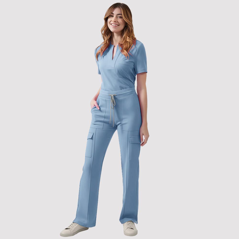 Ensemble d'uniforme médical à col en V pour femmes - Haut et pantalon décontractés