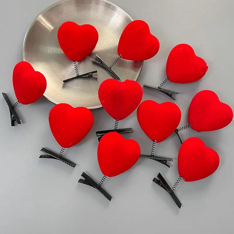 Cartoon Weddings Hair Clip 3D Heart Shaped Hair Clips Plush Hairpin Fashion Duckbill Clip Accessories Party Valentine's Day Gift