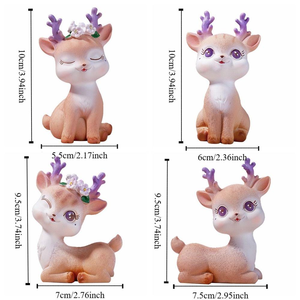 Reindeer Car Decoration Resin Animal Statue Mini Elf Deer Figurine  Home