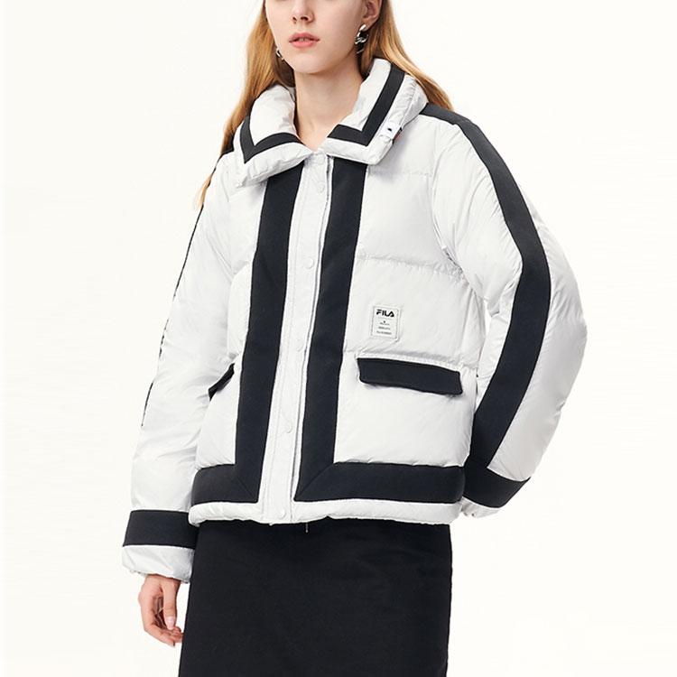 Fila X Mihara Yasuhiro Collaboration Casual Warm Color Block Logo Printed Down Jacket Women Outerwear Gray F11W143904F-GY