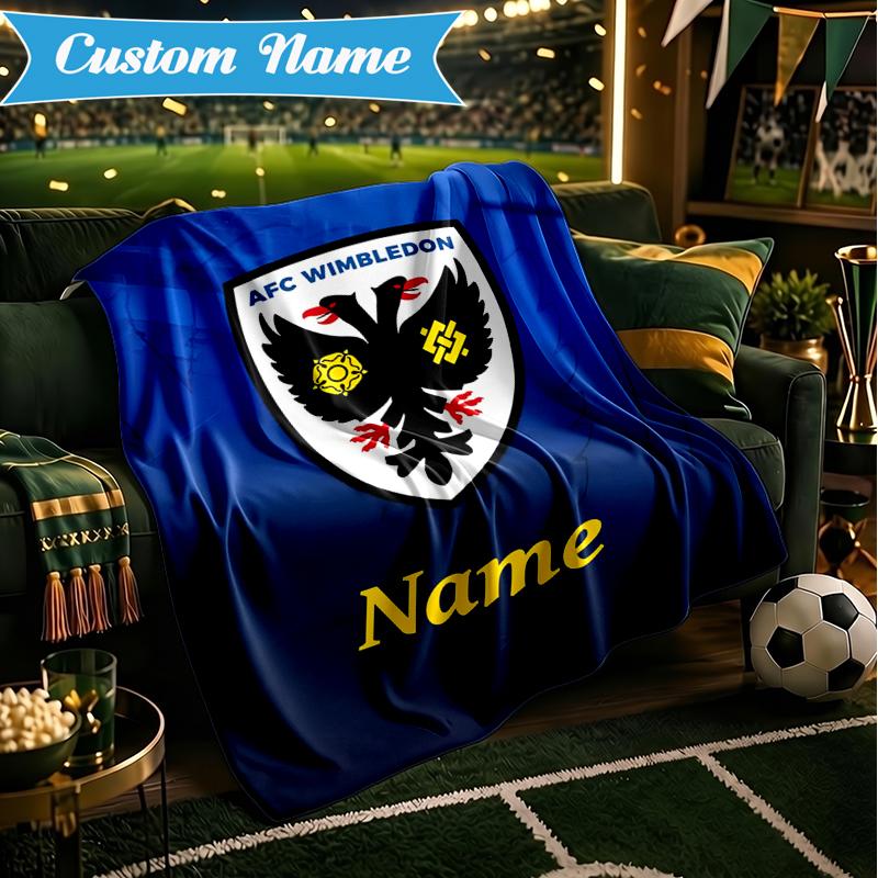 Custom Name Wimbledon Football Club Crest Blanket Lightweight Ideal Bedding Blanket Perfect for Travel, Camping, Living Rooms, Sofas,Christmas gift