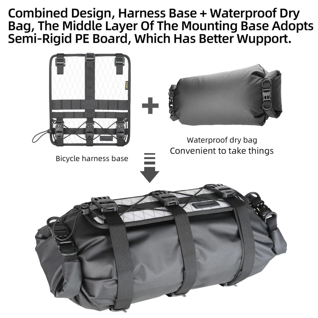 Rhinowalk 13L Waterproof Bicycle Handlebar Bag for Mountain Bikes, Crossbars, and Front