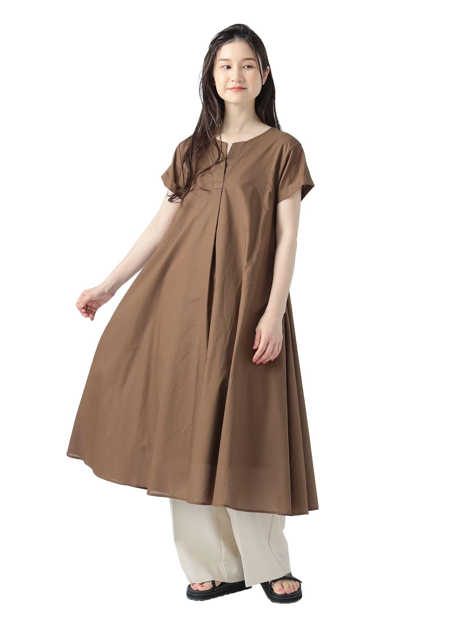 

Платье-туника женское Beams Heart с вырезом лодочкой, единый размер, коричневое,