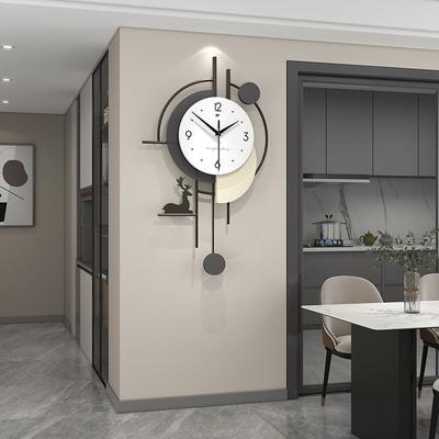 Reloj creativo, reloj colgante de pared de alta gama, reloj de decoración del hogar, luz de sala de estar de lujo, reloj de pared simple moderno sin perforación