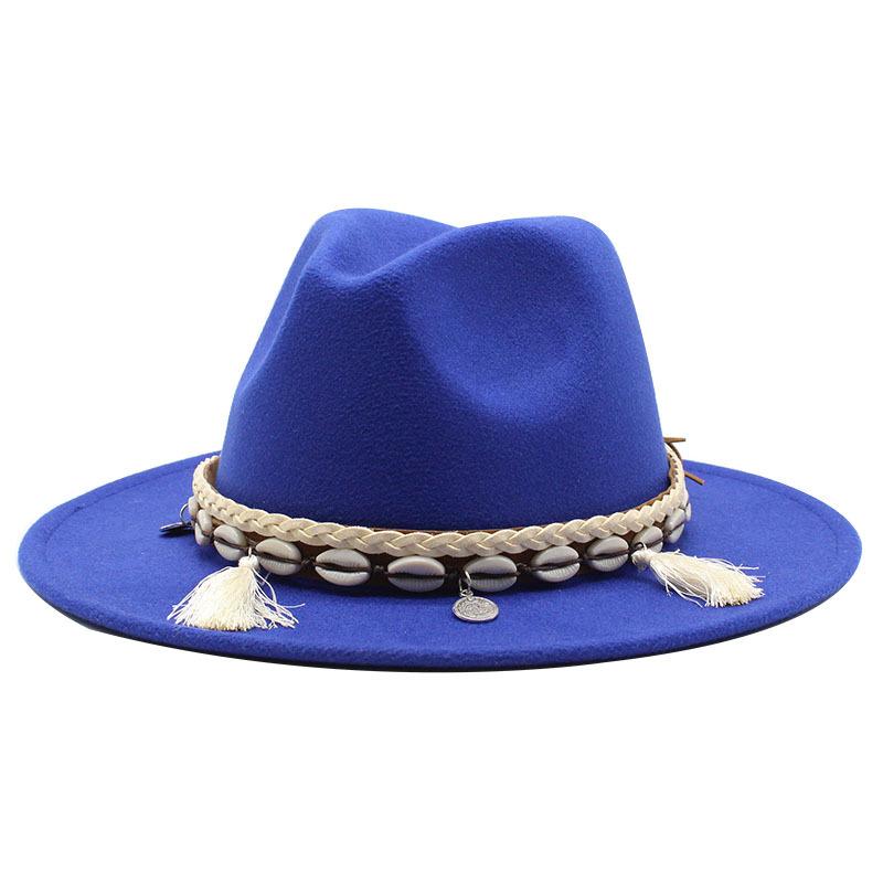 Woolen Top Hat, Minority Style Jazz Hat, Retro Flat-Brimmed Big Eaves Hat.