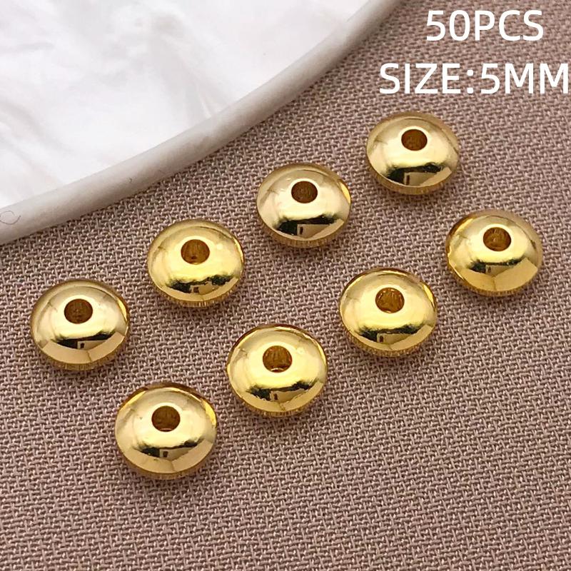 10-100Pcs Stainless Steel Gold Spacer Beads For Bracelet Jewelry Making Diy Flat Round Loose Beads Handmade Jewelry Supplies Cra