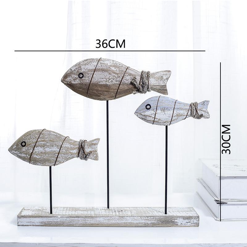 Цветные цельные деревянные рыбки Морские деревянные поделки для декора детского сада Средиземноморский стиль Серия «Океан» Резная рыба Домашний декор