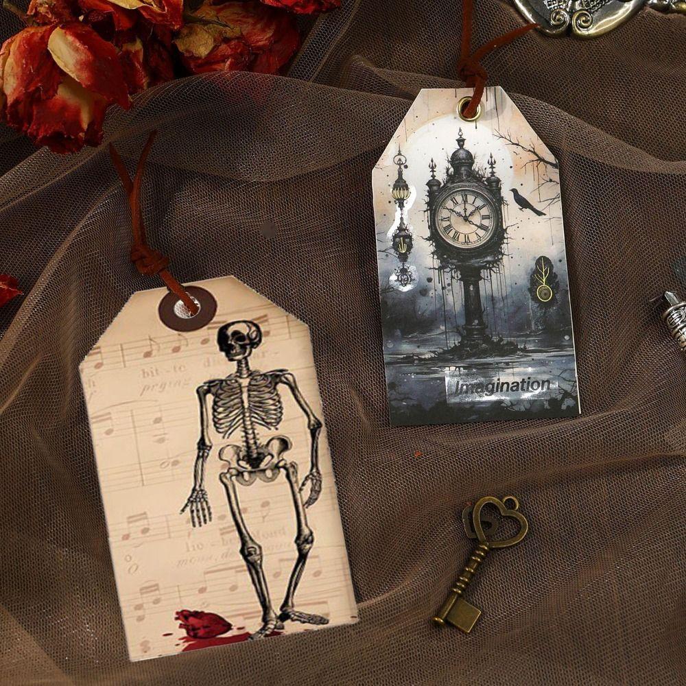 12pcs Vintage Halloween Packing Tags Single Side Pendant Tag Halloween Paper Hanging Tag  Holidays