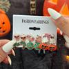 Creative Halloween Cartoon Oil Drip Ghost Pumpkin Stud Earrings Set Dark Wind Cross Skull Head Earrings